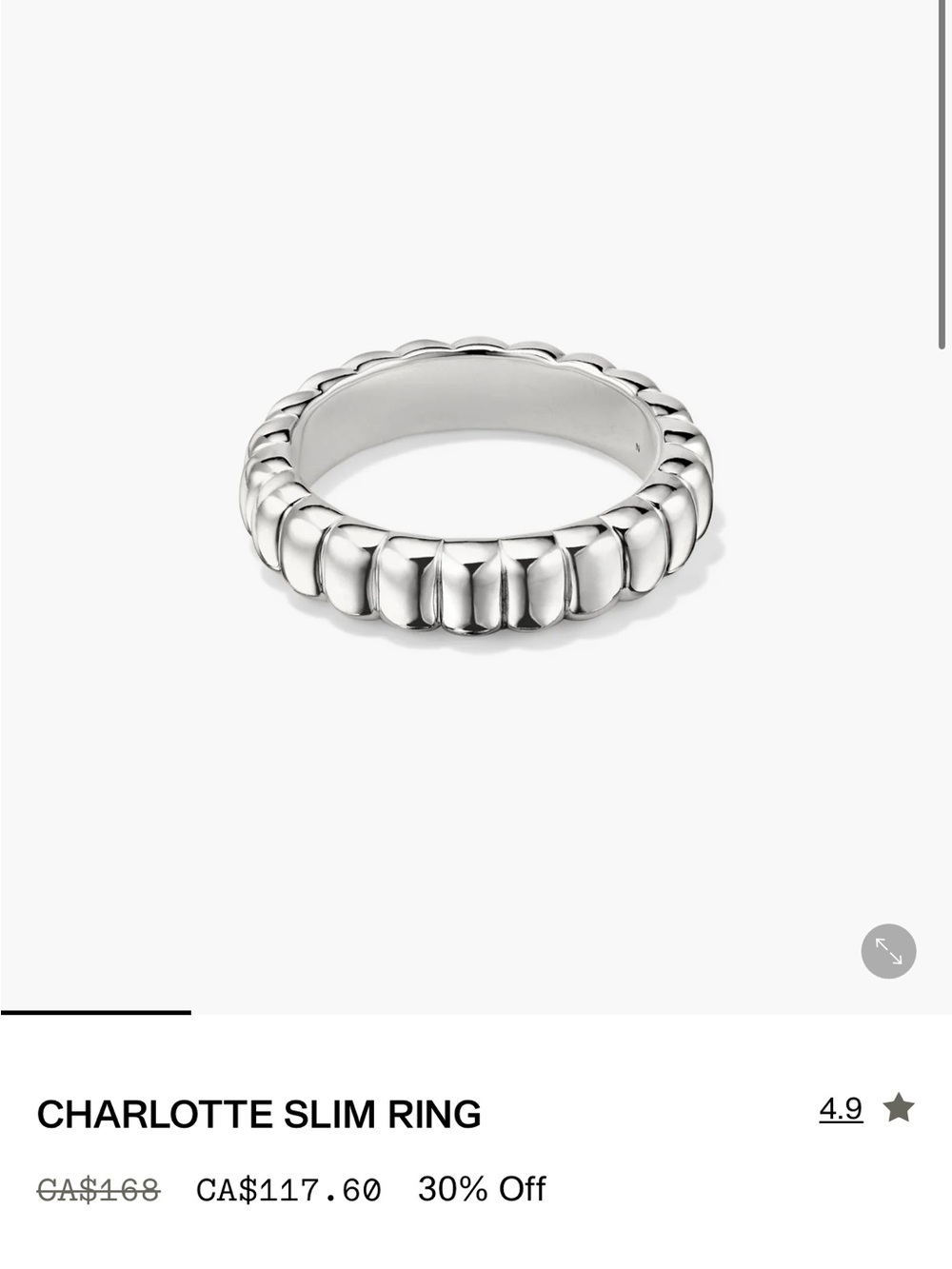 Mejuri Charlotte Slim Ring in Sterling Silver Size 5